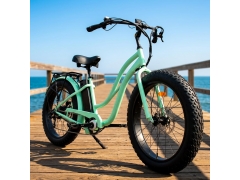 Step Thru All Terrain Fat Tire Cruiser E-Bike with Bafang Rear Gear Brushless Motor 250W-750W Samsung Battery